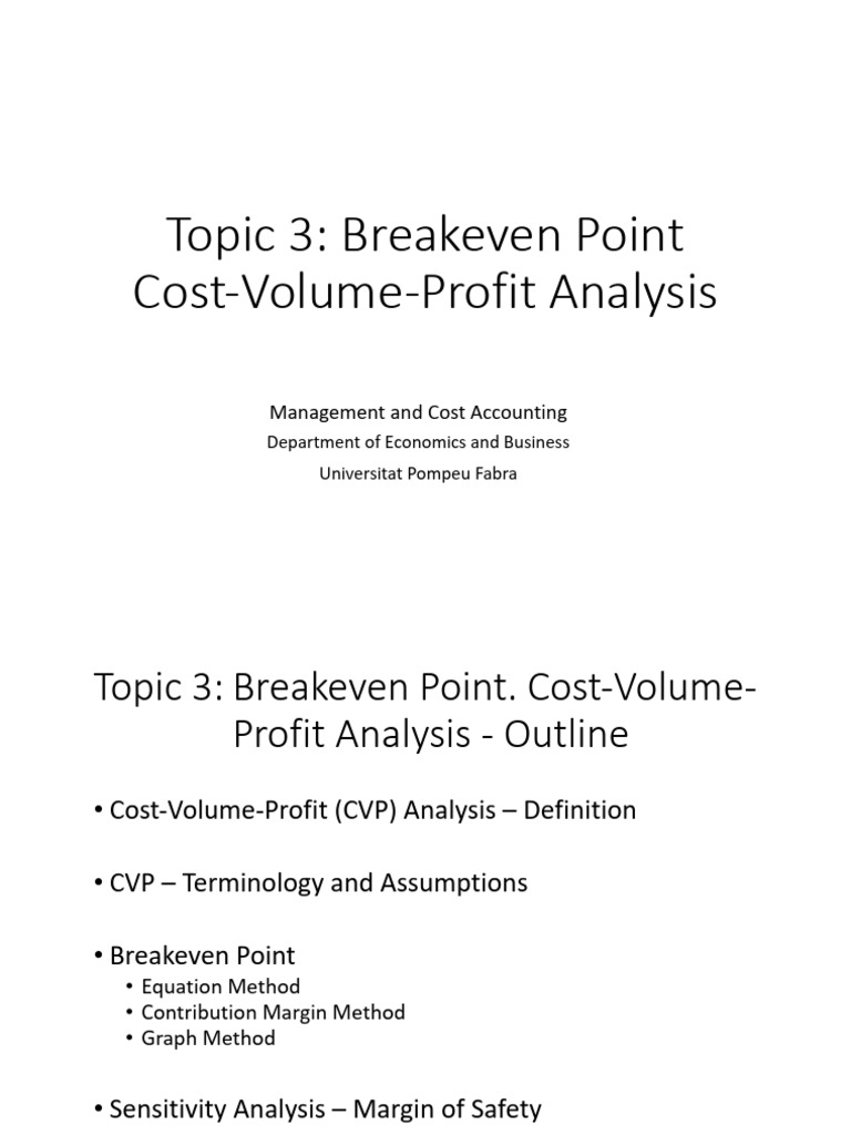Topic 3 Cost Volume Profit Analysis | PDF | Business Economics | Economics