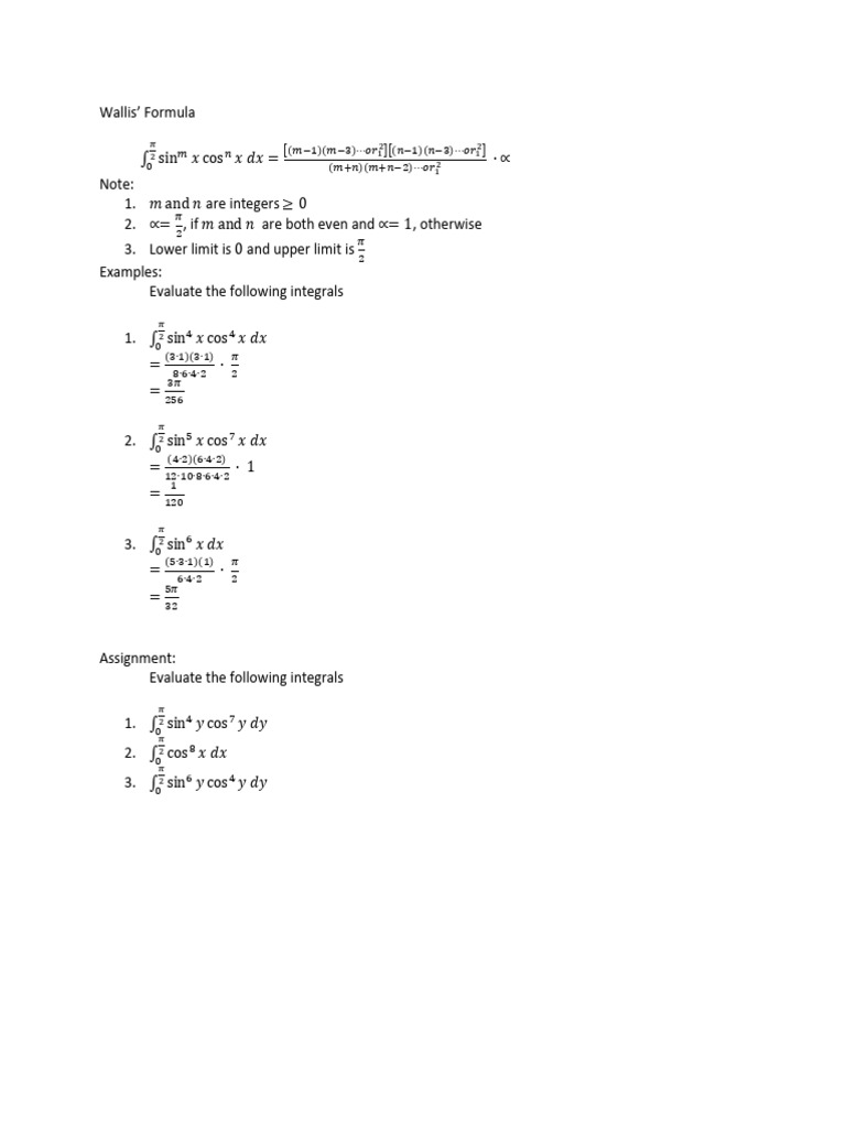Wallis Formula | PDF