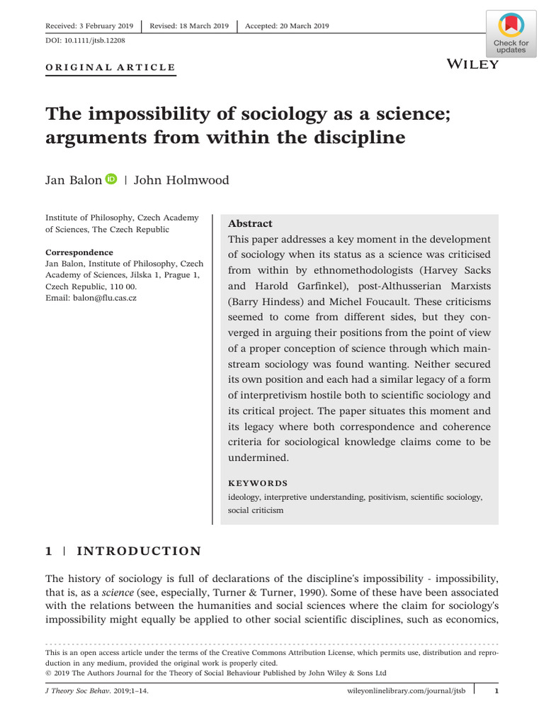 The Impossibility of Sociology As A Scie | PDF | Sociology | Social ...