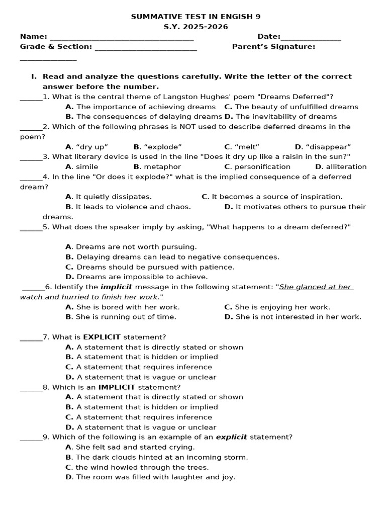 Summative Test | PDF | Mass Media | Newspapers