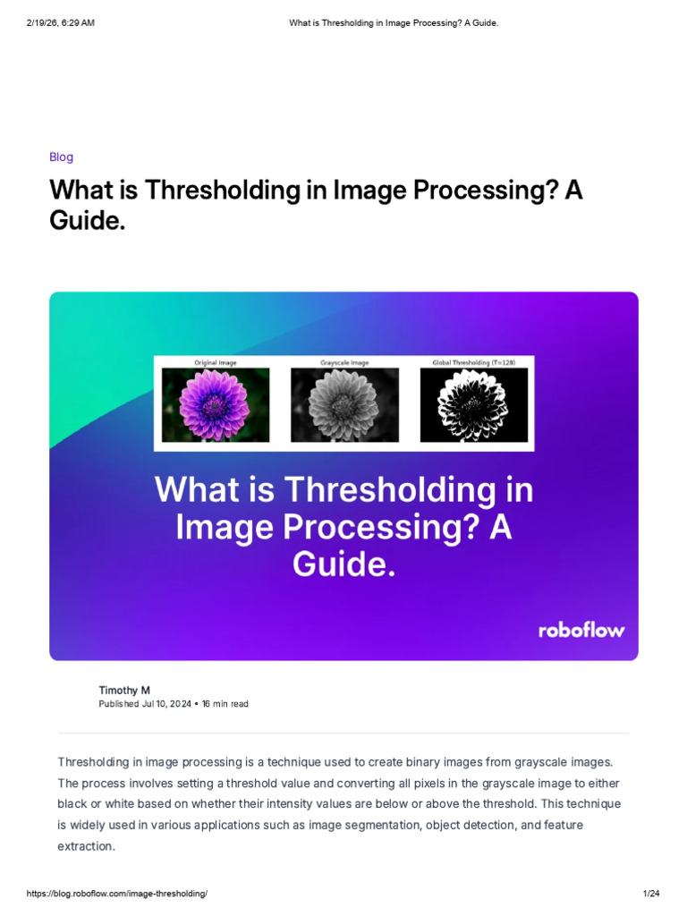 Thresholding in Computer Vision | PDF | Vision | Graphics