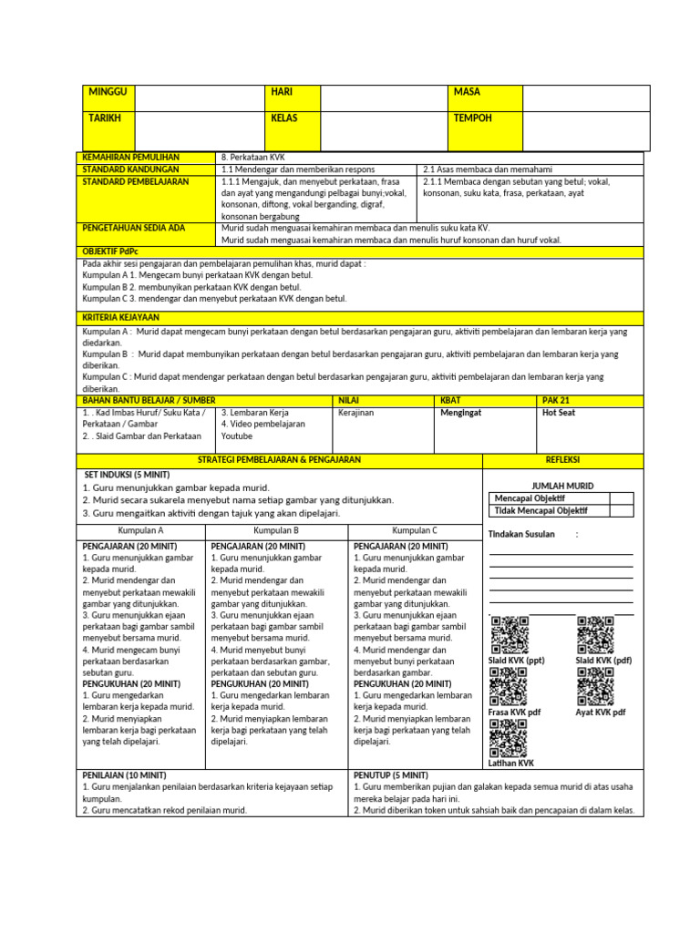RPH BM Tahun 4 - 2025 | PDF