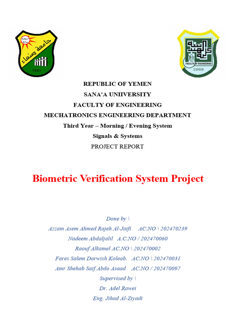 Report of Biometric Verification System Project | PDF | Digital Signal ...