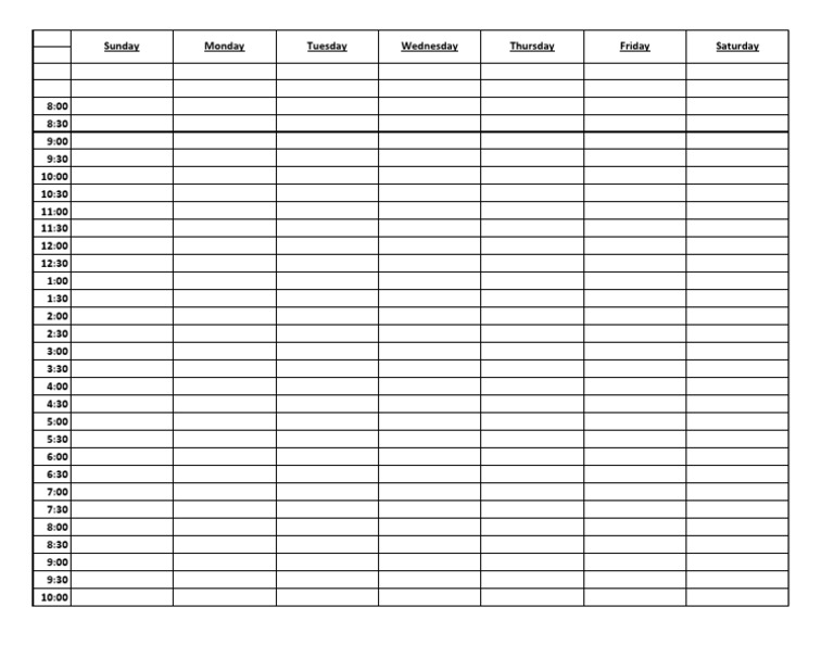Weekly Schedule Overview | PDF
