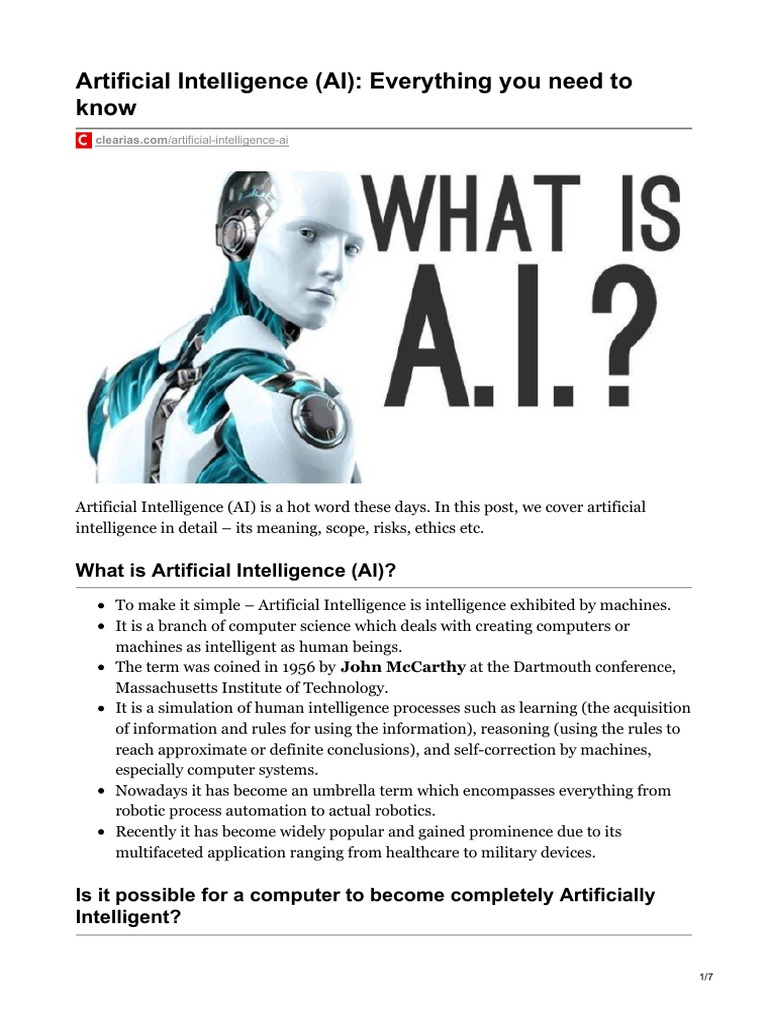 Artificial Intelligence AI Everything You Need To Know | PDF ...