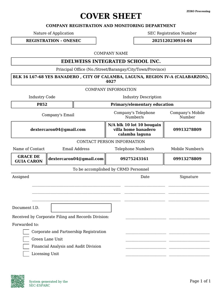 Cover Sheet | PDF