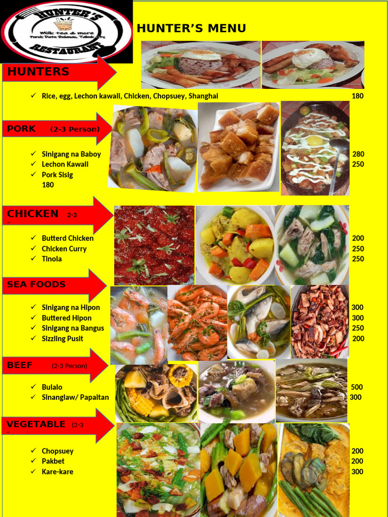 Hunters Menu | PDF | Foods | Cuisine