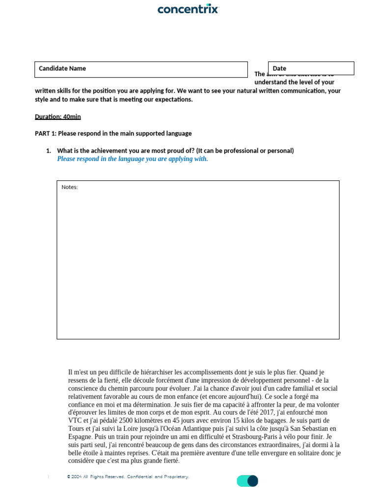 Concentrix Language Test GSK - Written Assessment Completed | PDF