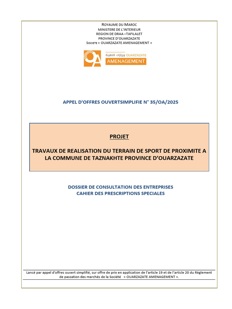 3-1 AO 35 2025 CCAF - Terrains de Proximité Ouarzazate | PDF | Taxe sur ...