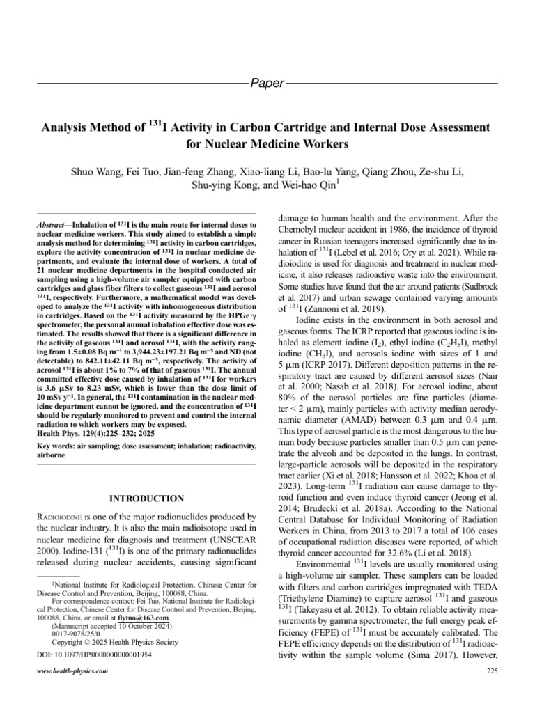 Analysis Method of 131i Activity in Carbon.1 | PDF | Radioactive ...