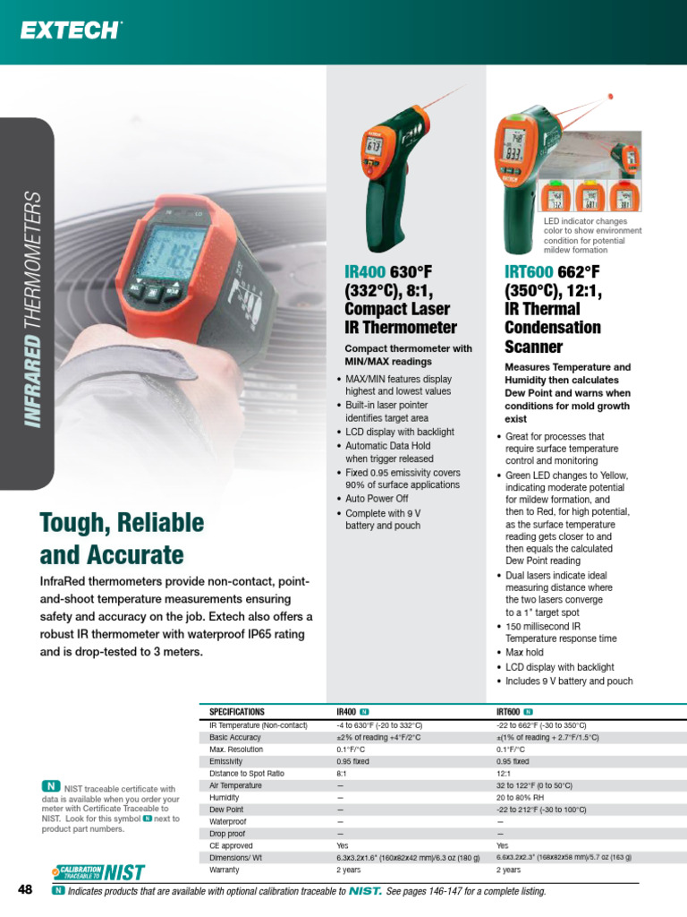 Extech IR THERMOMETER-Catalog | PDF | Infrared | Thermometer
