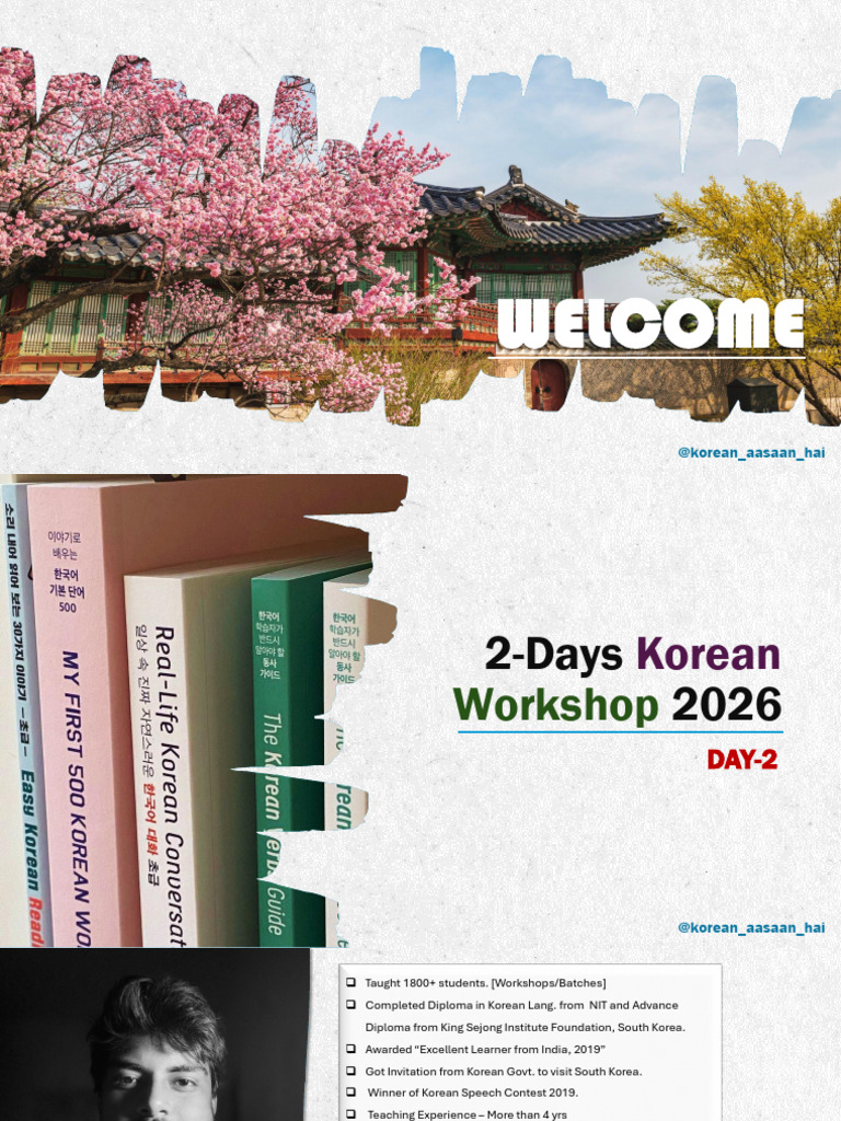 (Day 2) 2026 2 Days Free Workshop | PDF | Korean Language | Phonetics