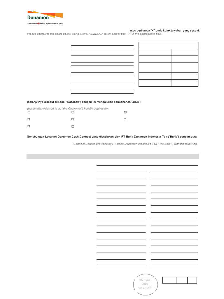Form Penggantian Bank Token Danamon | PDF