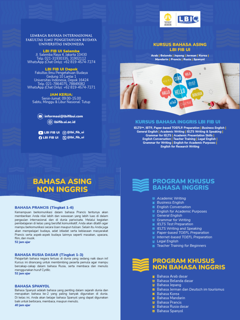 Brosur Kursus Bahasa Asing LBI FIB UI | PDF