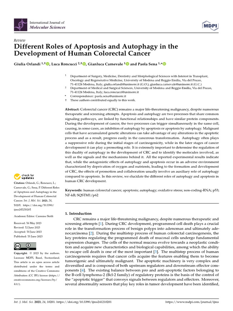 Different Roles of Apoptosis and Autophagy in the Development of Human ...
