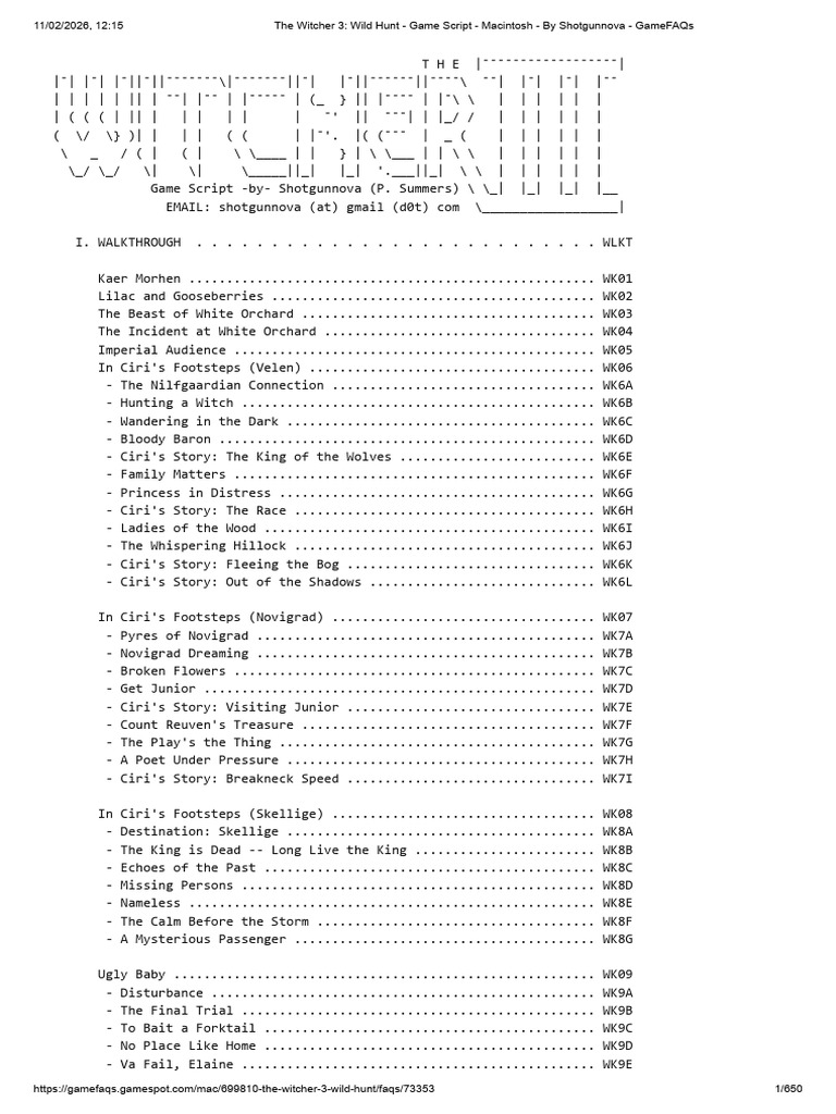 PART1 - The Witcher 3 Wild Hunt - Game Script | PDF