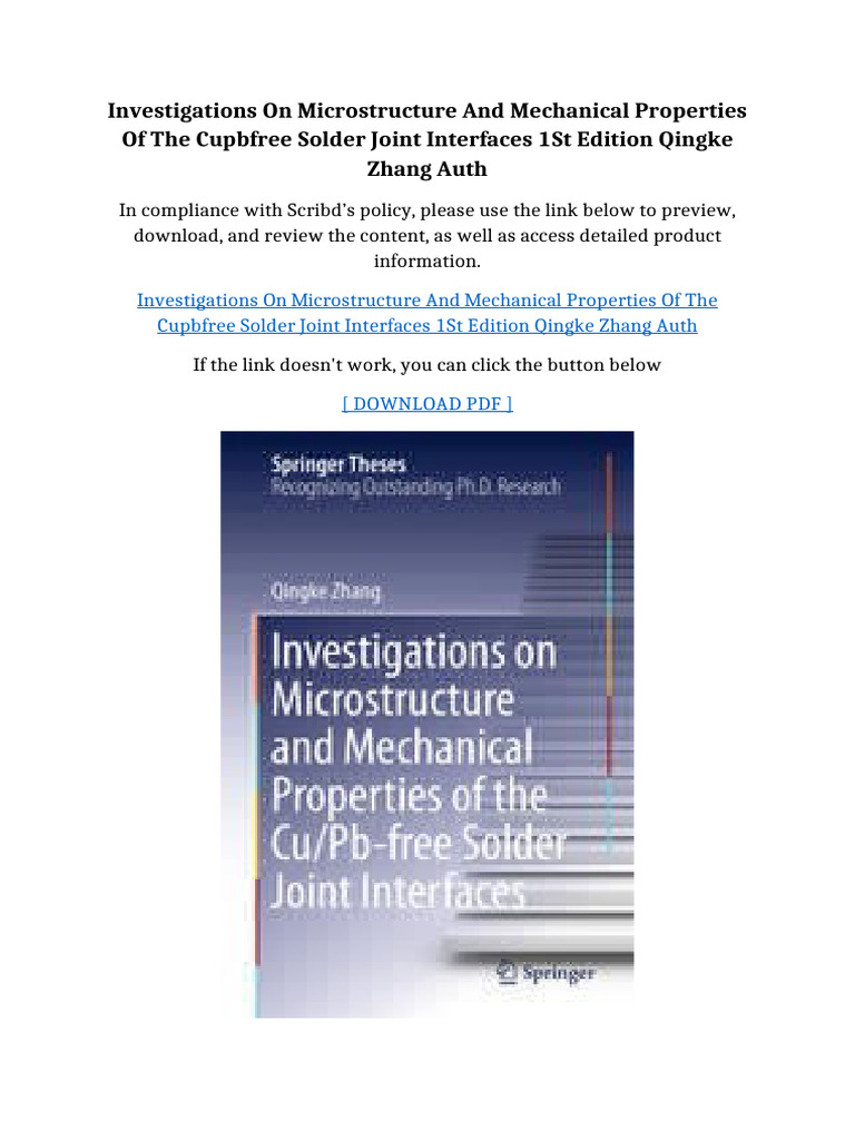 Investigations On Microstructure And Mechanical Properties Of The ...