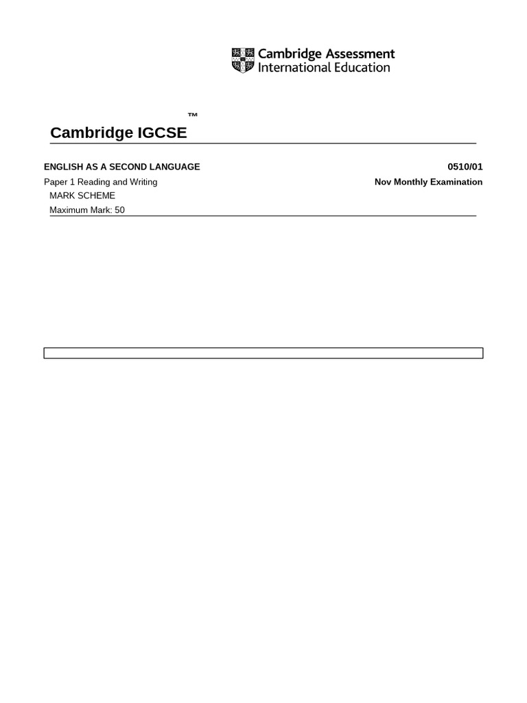 Pre IGCSE and IGCSE MArking Scheme | PDF | Cognitive Science | Cognition