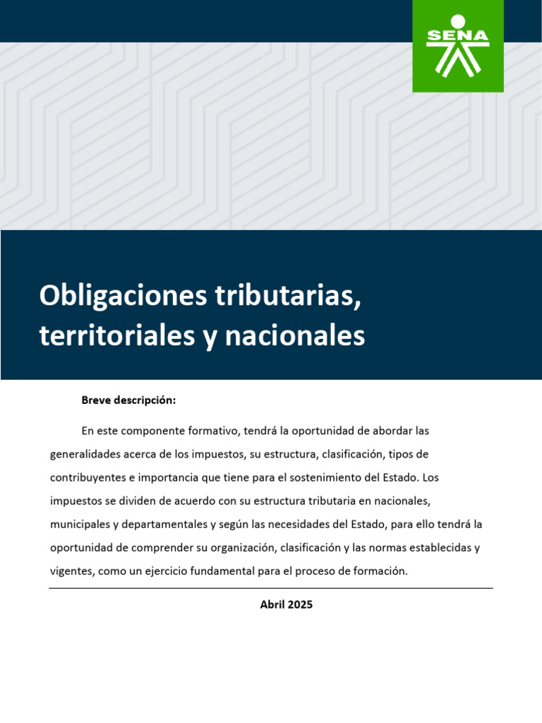 Obligaciones Tributarias Territoriales y Nacionales | PDF | Impuestos ...