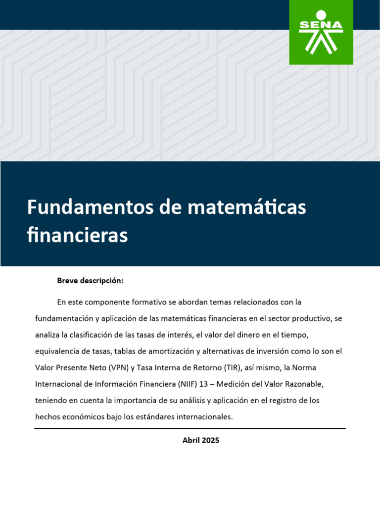 Fundamentos de Matemáticas Financieras | PDF | Tasa interna de retorno ...