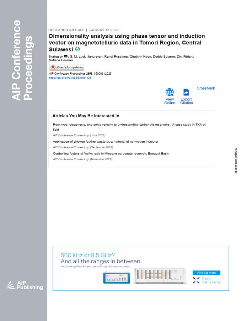 Dimensionality Analysis Using Phase Tensor and Induction Vector On ...