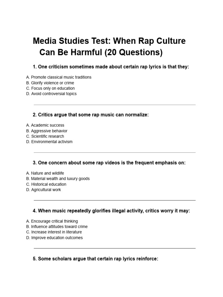Scribd Upload - World History Test - Rap (30 Questions) | PDF | Violence
