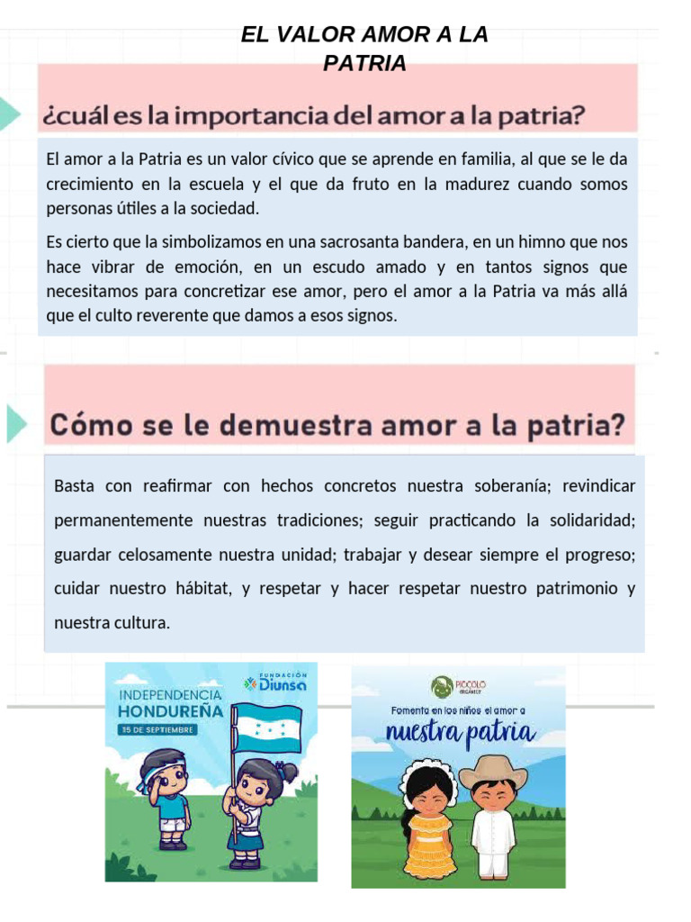 El Valor Amor A La Patria | PDF