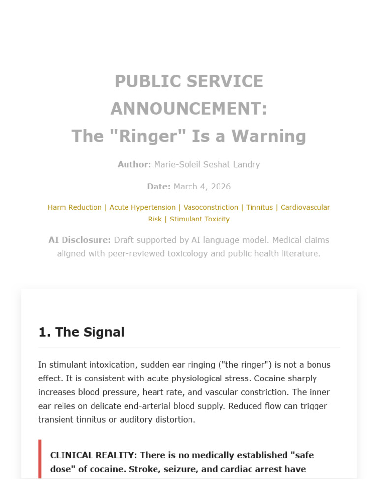 PSA the Ringer is a Warning | PDF | Cocaine | Hypertension