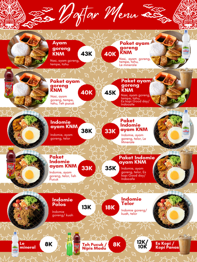 Daftar Menu Untuk Di Alsut | PDF