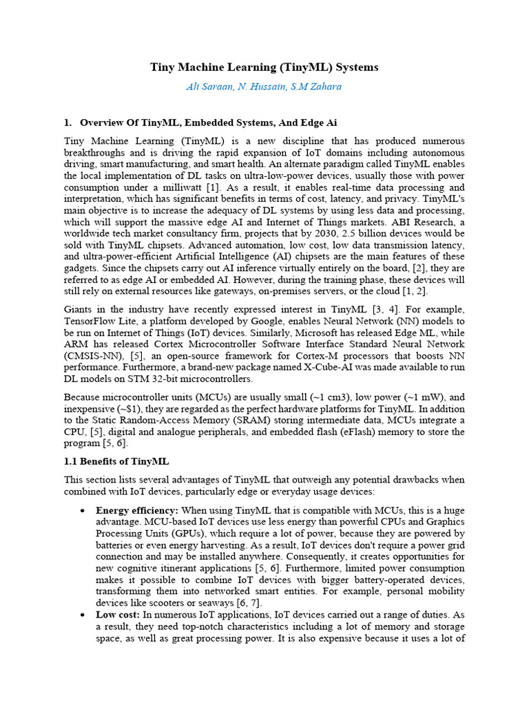 Tiny Machine Learning Systems | PDF | Machine Learning | Deep Learning