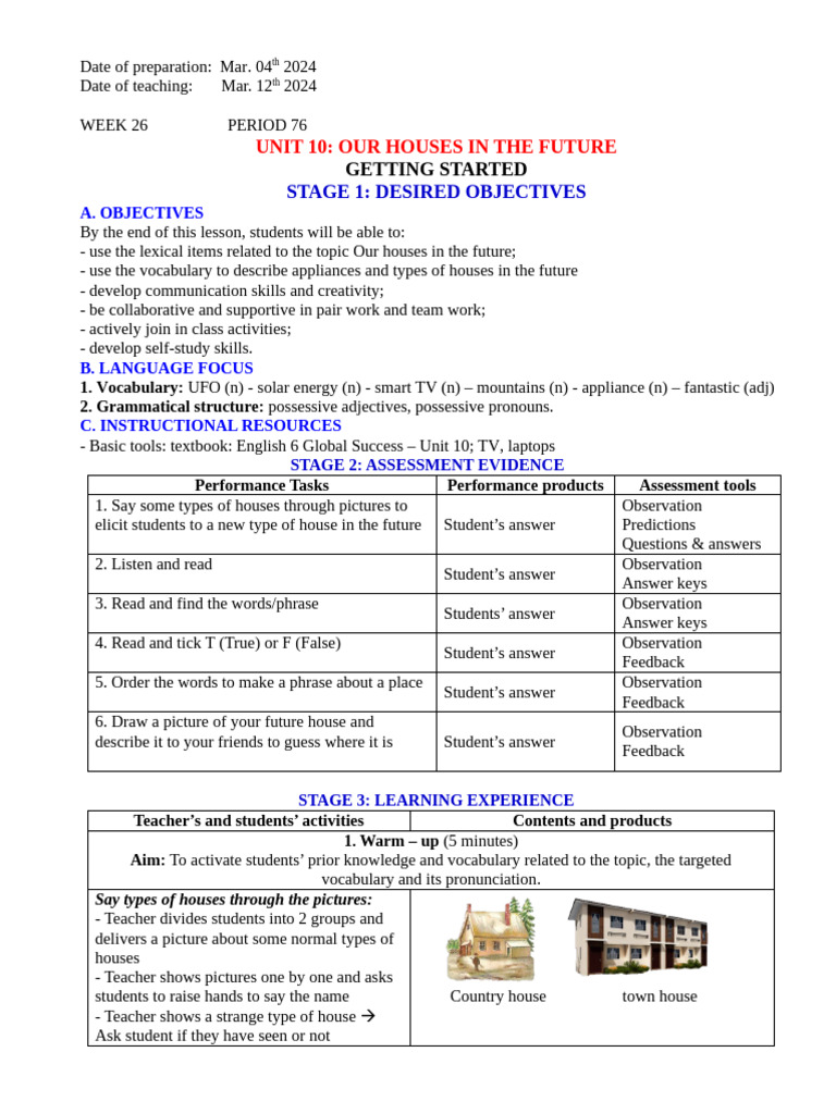 U10 - Getting Started - Done | PDF | Vocabulary | Linguistics