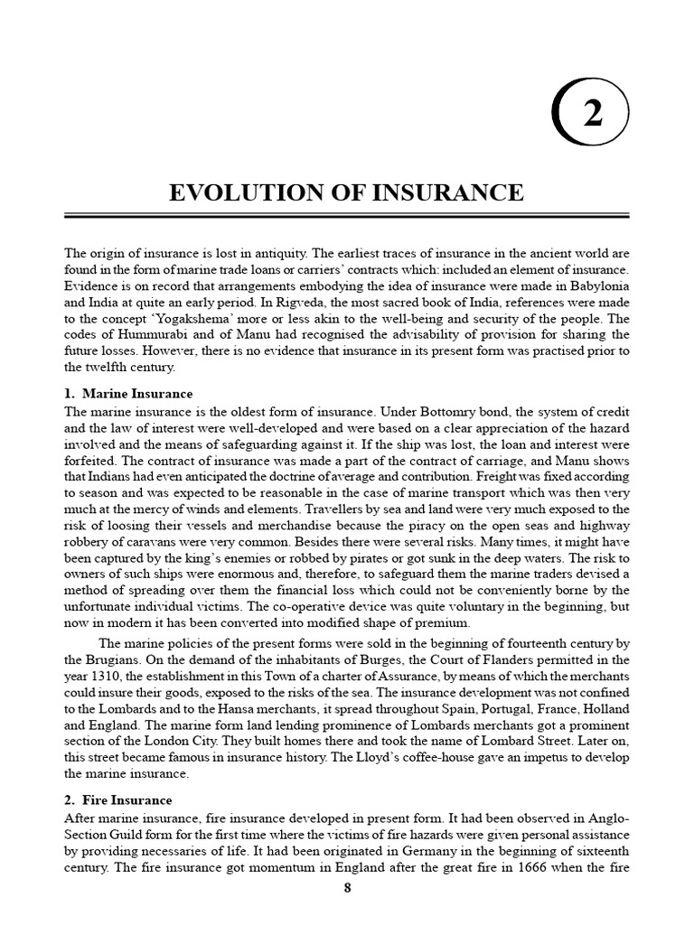 CH 02-Evolution of Insurance | PDF | Insurance | Partnership