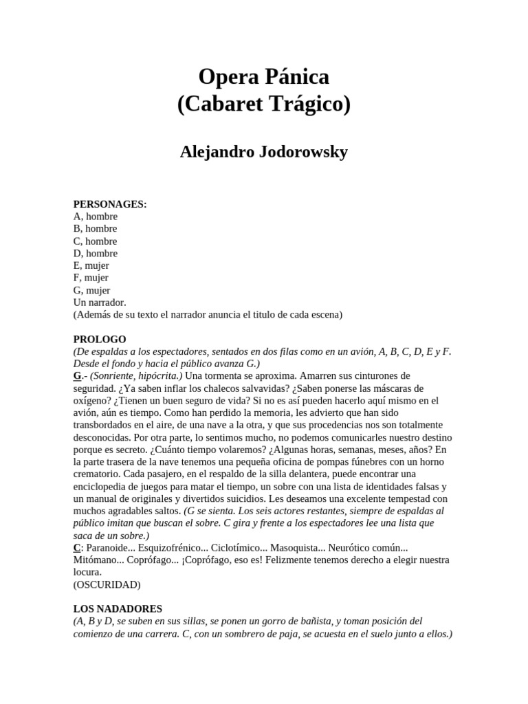 Jodorowsky Alejandro-Opera Pánica | PDF | Agua | Temperatura