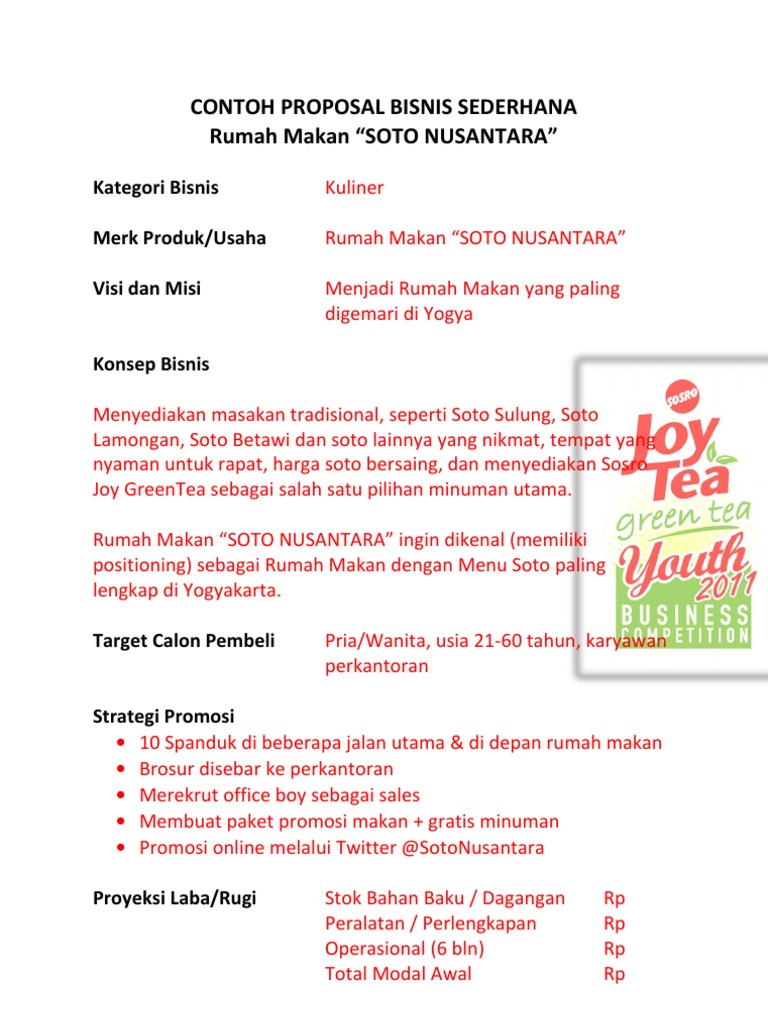 Proposal Bisnis Plan Sederhana PDF