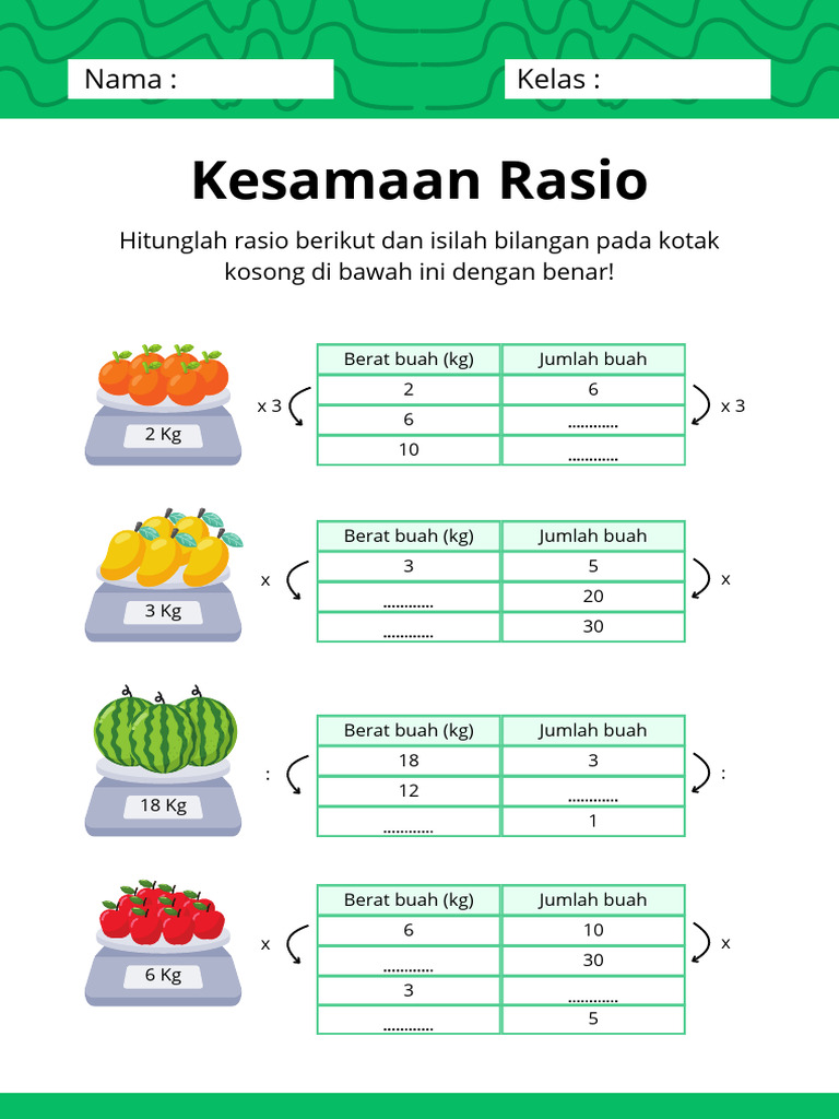 Lembar Kerja Kesamaan Rasio Dalam Gaya Minimalis Hijau | PDF