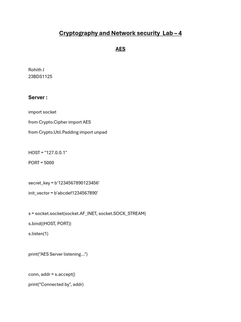 23BDS1125_Aes(Lab4) | PDF