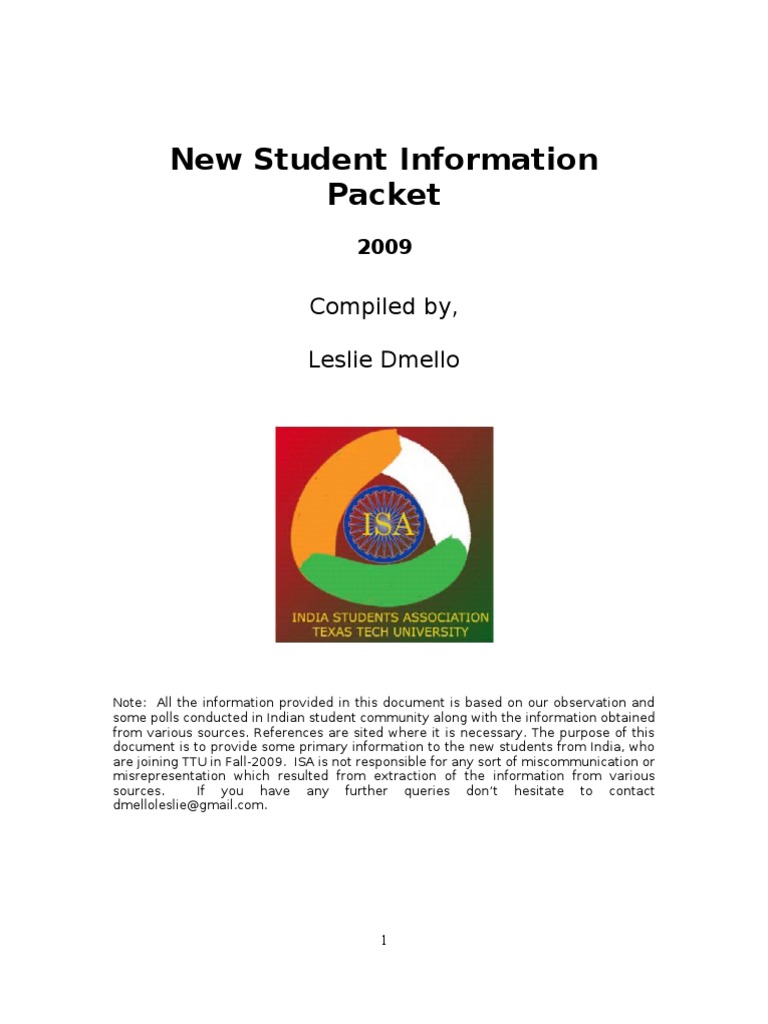 TTU Guide for New Indian Students | PDF | Credit History | Credit (Finance)