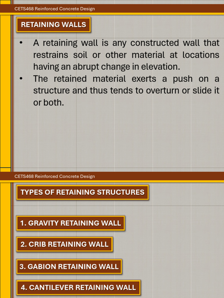 CETS468 - M01 Retaining Walls | PDF | Civil Engineering | Building ...