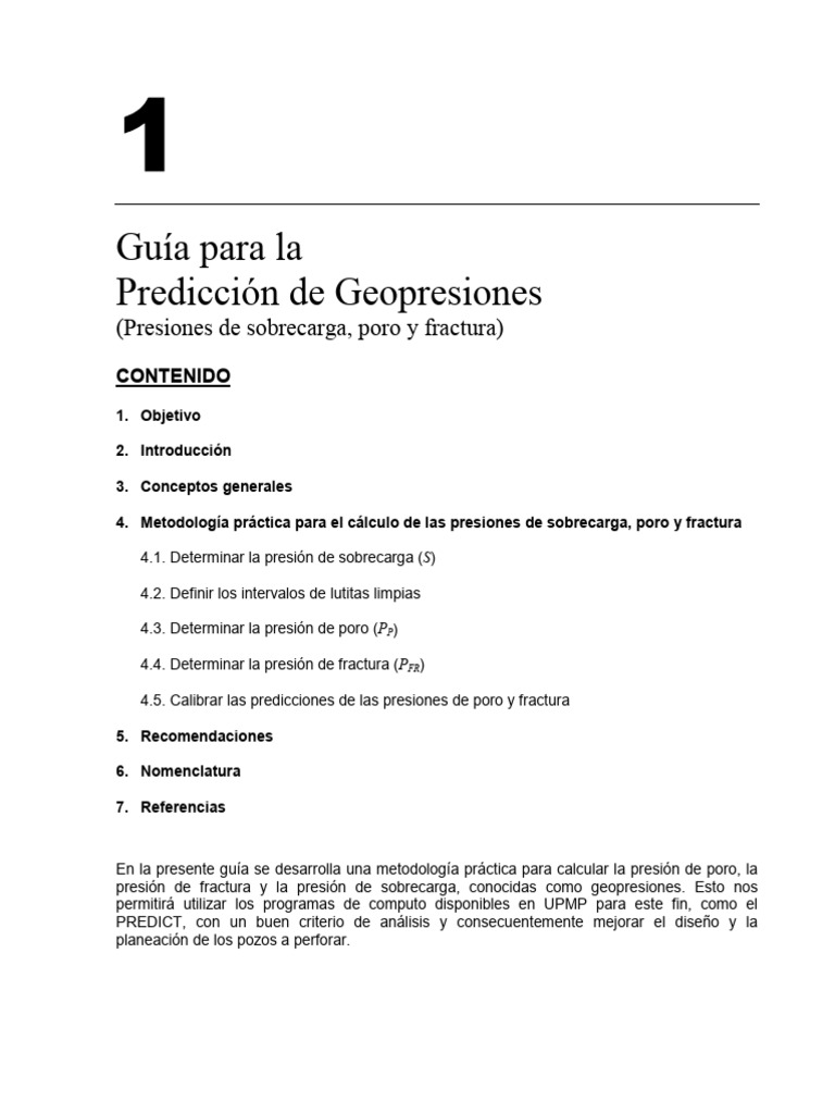1 Guía para la Predicción de Geopresiones | PDF | Calibración | Presión