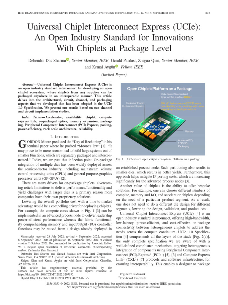 Universal Chiplet Interconnect Express UCIe An Open Industry Standard ...