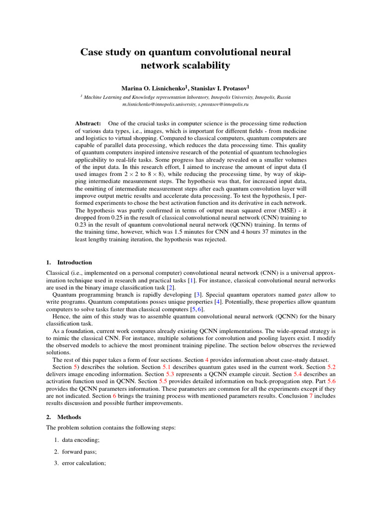 Case Study On Quantum Convolutional Neural Network Scalability | PDF ...