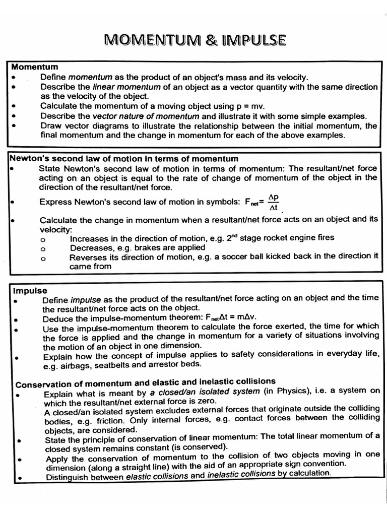 Momentum and Impulse NOTES 1 | PDF