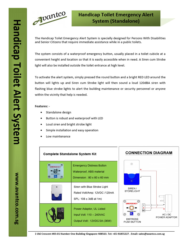 Handicap Toilet Emergency Alert System | PDF