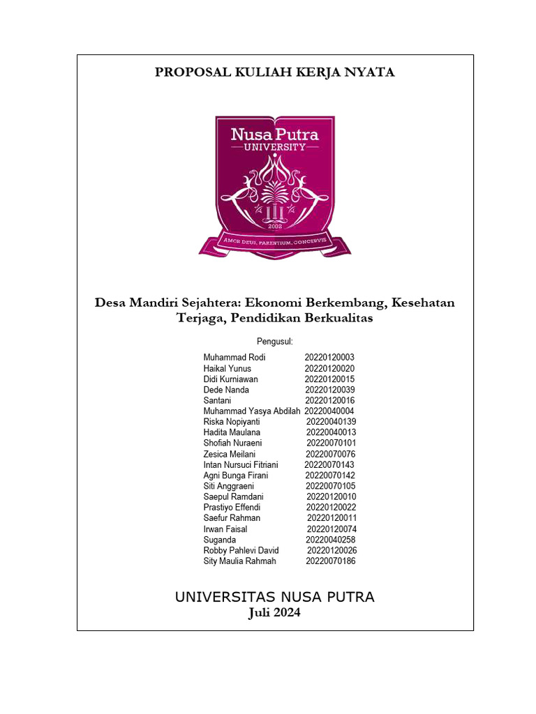 Proposal KKN Cimaja 2024 | PDF