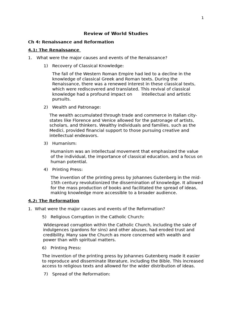 Review of World Studies 복사본 | PDF | Holy Roman Empire | Renaissance
