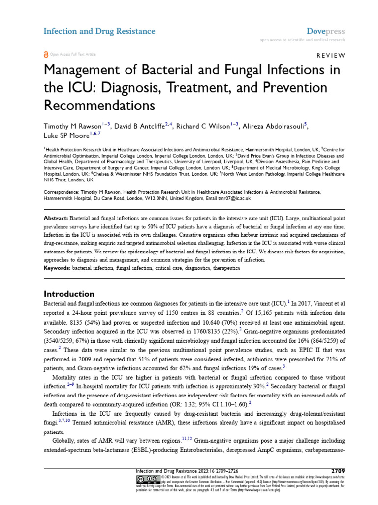 IDR 390946 Management of Bacterial and Fungal Infections in The Icu Di ...