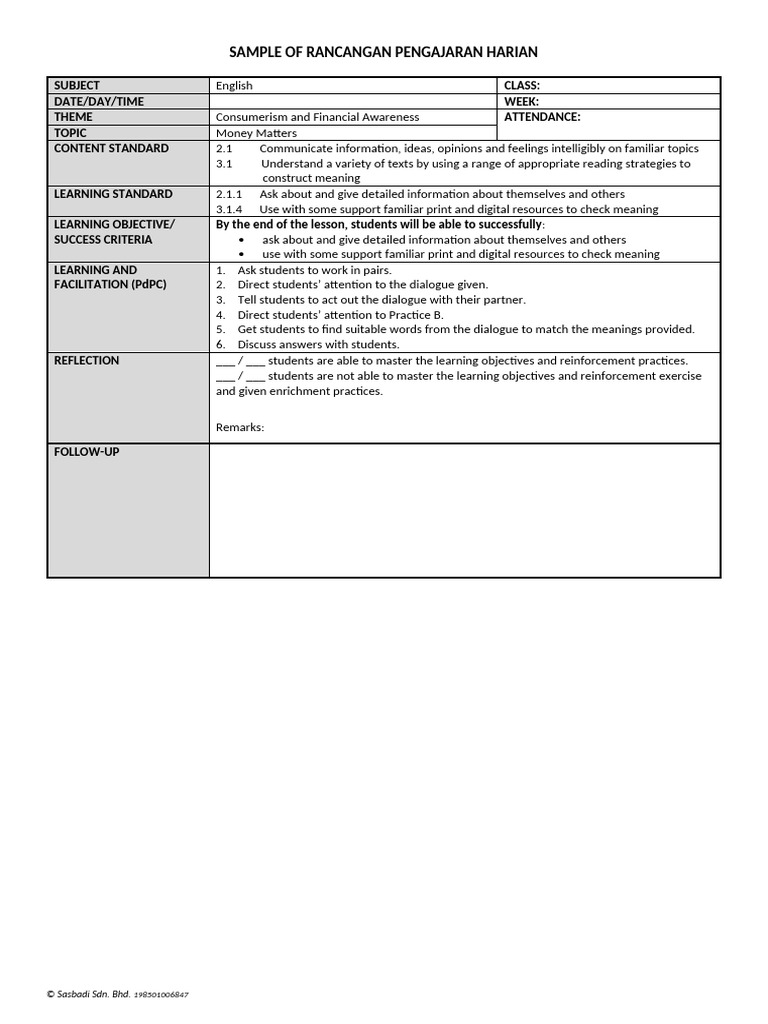 RPH F1 Unit 1 | PDF | Learning | Attention