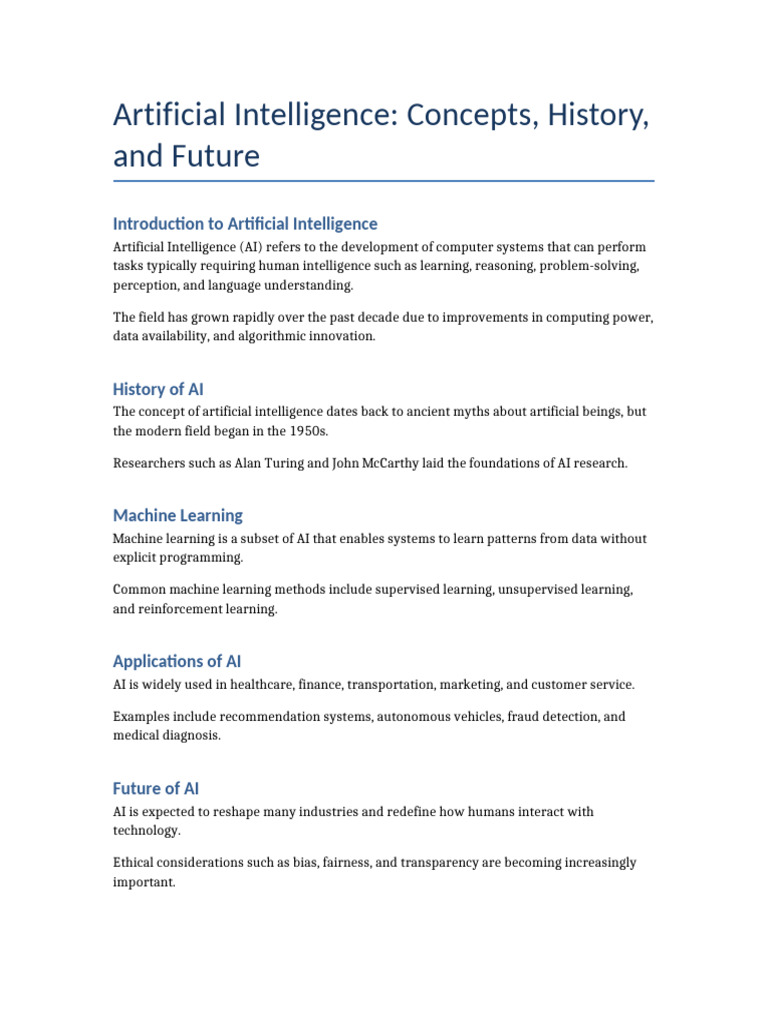 Artificial Intelligence Overview | PDF