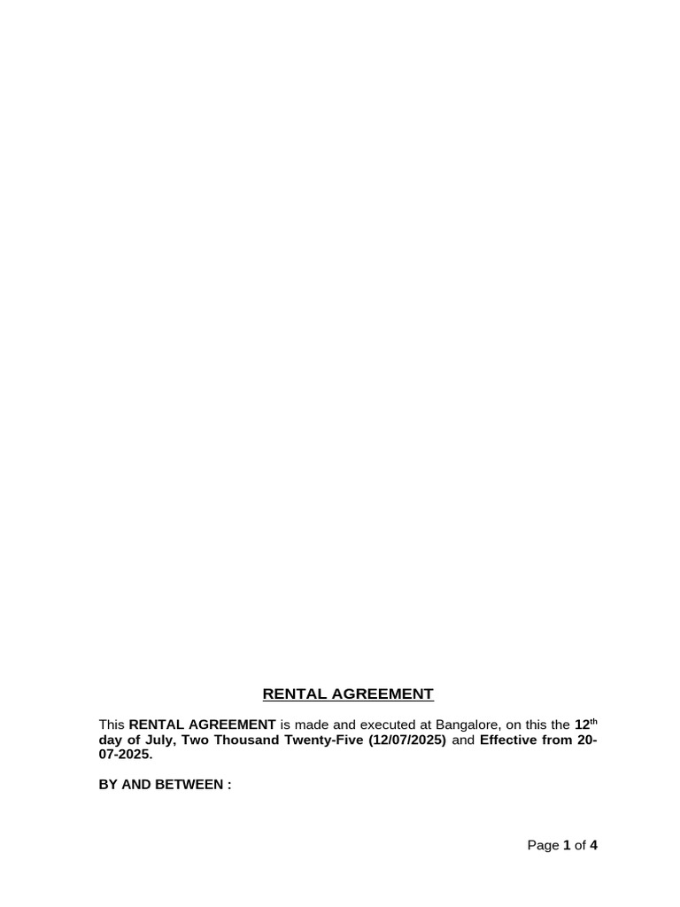 Rental Agreement-Anirudhh July 25 | PDF | Lease | Private Law