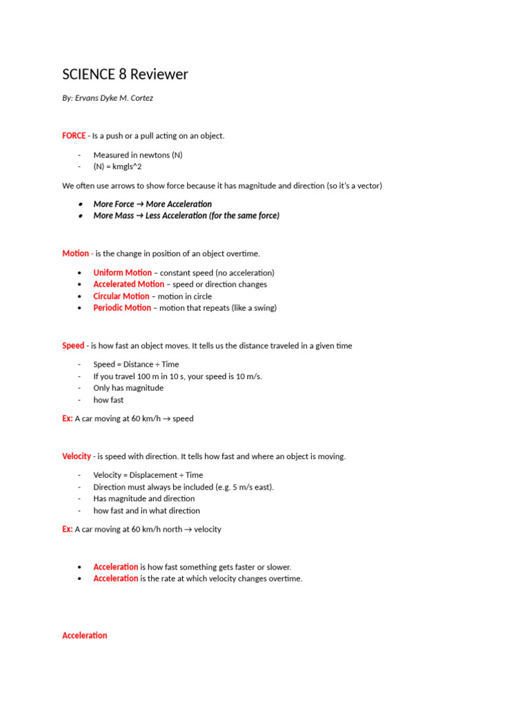 Science 8 Reviewer q4 | PDF